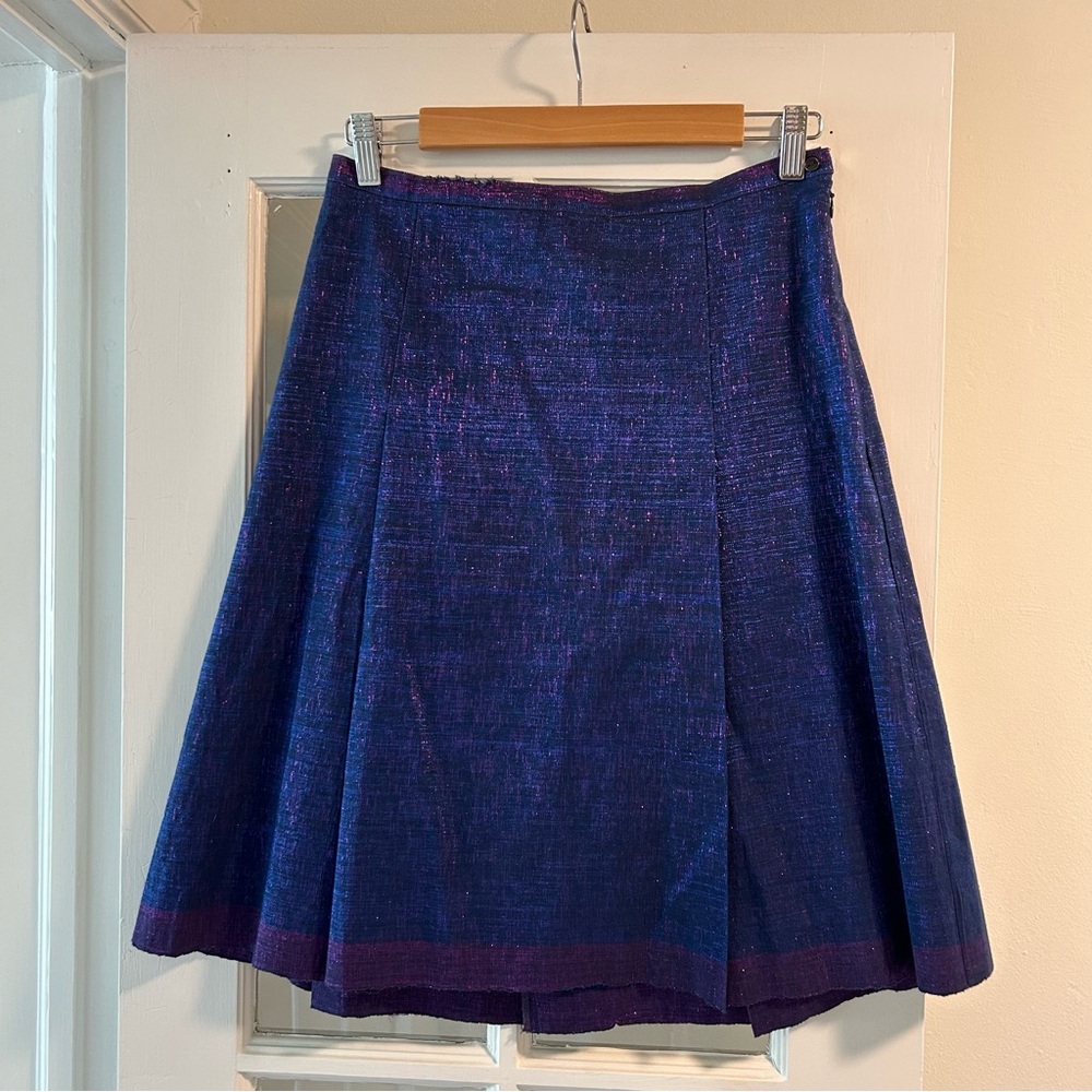 Dosa Purple Shimmery A-line Skirt with Pleats Size M